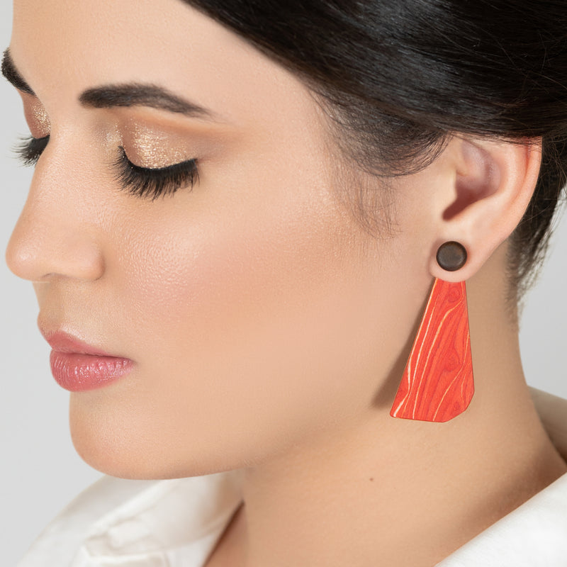 WOODIE TRIO EARRINGS - Handmade - Reversible - Plywood (3 crossed-laid layers of wood veneer)