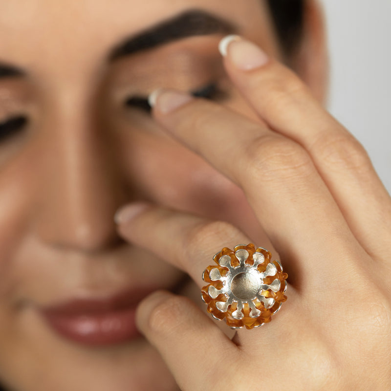 ECOSOL RING - Handmade - Adjustable - Sterling silver 925 - Recycled bottle cap plastic liners