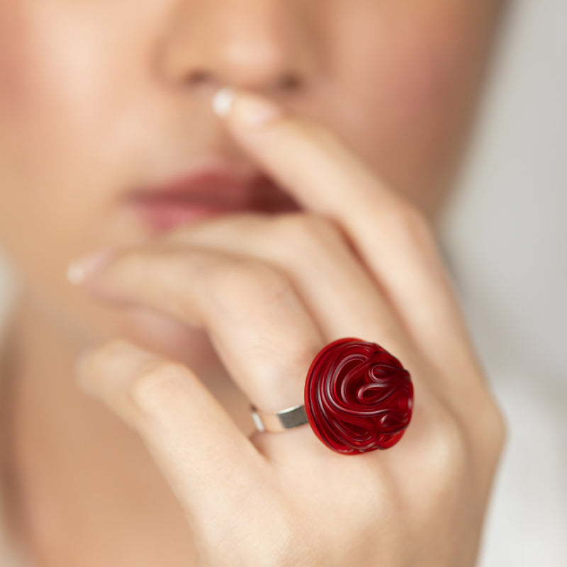 ECOTOPIA RING - Handmade - Adjustable - Sterling silver 925 - Recycled bottle cap plastic liners