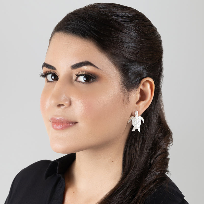 MARINA TURTLE EARRINGS - Handmade - Silver