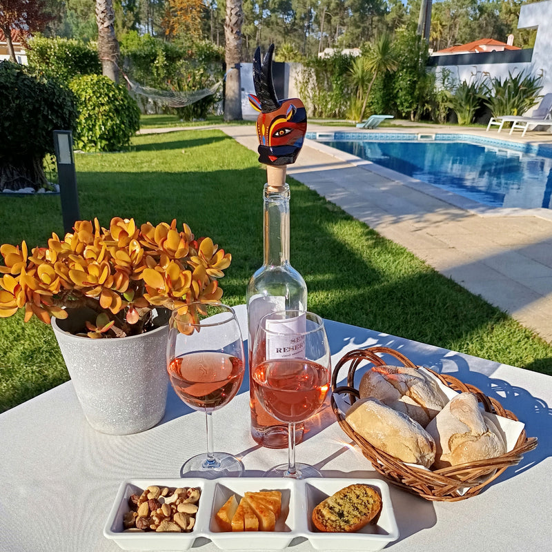 DECORATIVE BOTTLE STOPPER - The carnival goat - Hand-carved and painted wood