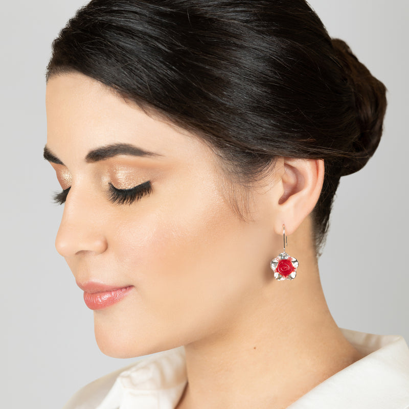 ECOFLOR EARRINGS - Handmade - Sterling silver 925 - Recycled bottle cap plastic liners