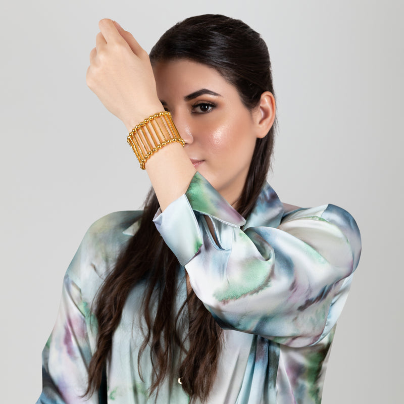 BRACELETE ELEGANCIA - Feita à mão - Banhada a ouro de 24 quilates