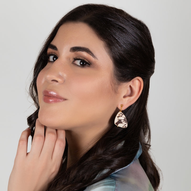 MARIPOSA EARRINGS - Handmade - 24K gold-plated - Tagua (vegetable ivory)