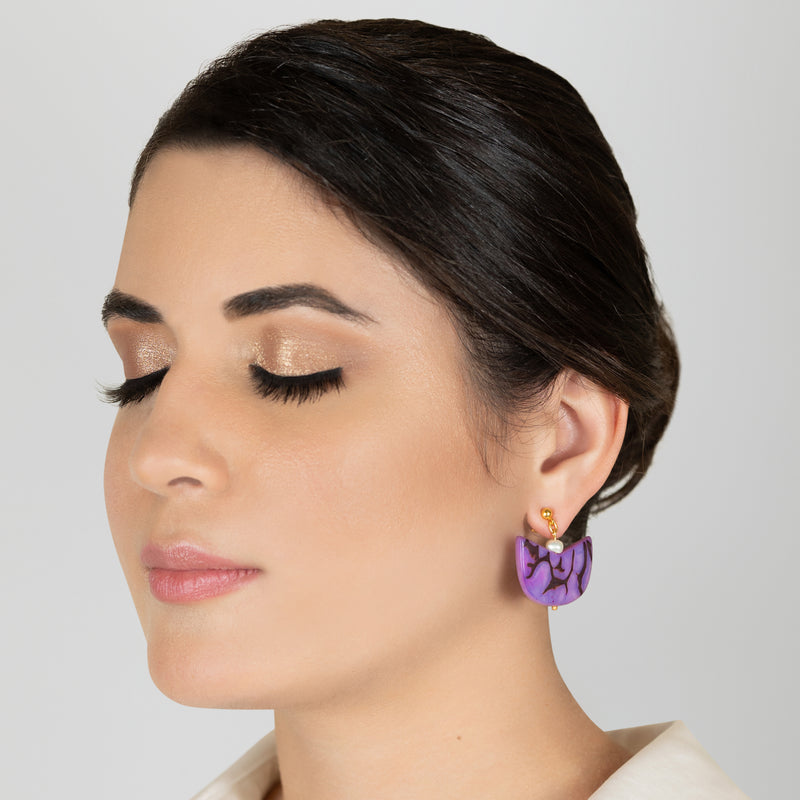 PALMA EARRINGS - Handmade - 24K gold-plated - Tagua (vegetable ivory), cultured pearls