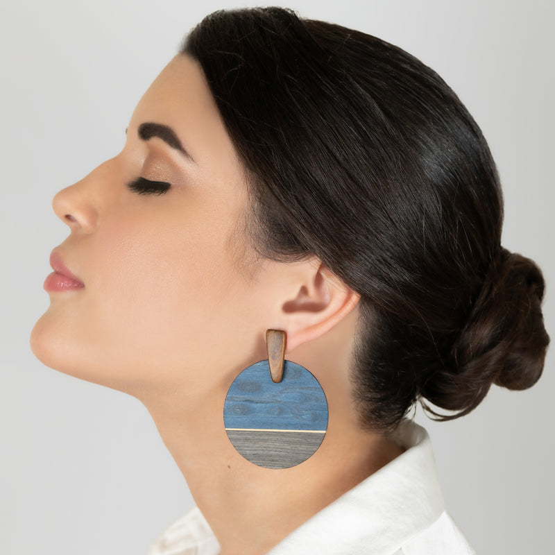 WOODIE SOL EARRINGS - Handmade - Plywood (3 crossed-laid layers of wood veneer)
