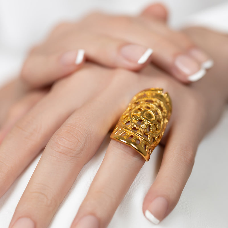 ANEL RONDA - Feito à mão - Banhado a ouro de 24 quilates