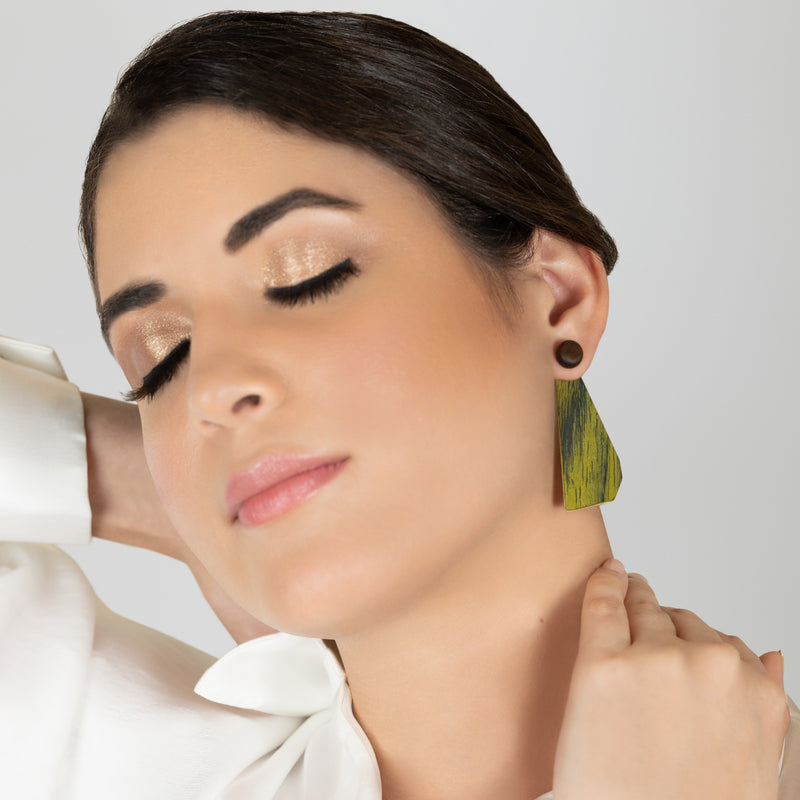 WOODIE TRIO EARRINGS - Handmade - Reversible - Plywood (3 crossed-laid layers of wood veneer)