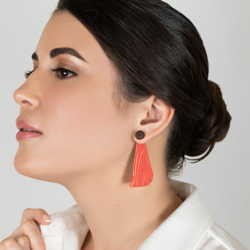 WOODIE TRIO EARRINGS - Handmade - Reversible - Plywood (3 crossed-laid layers of wood veneer)