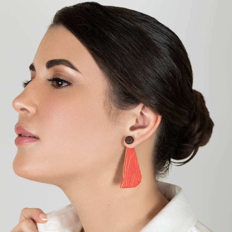 WOODIE TRIO EARRINGS - Handmade - Reversible - Plywood (3 crossed-laid layers of wood veneer)