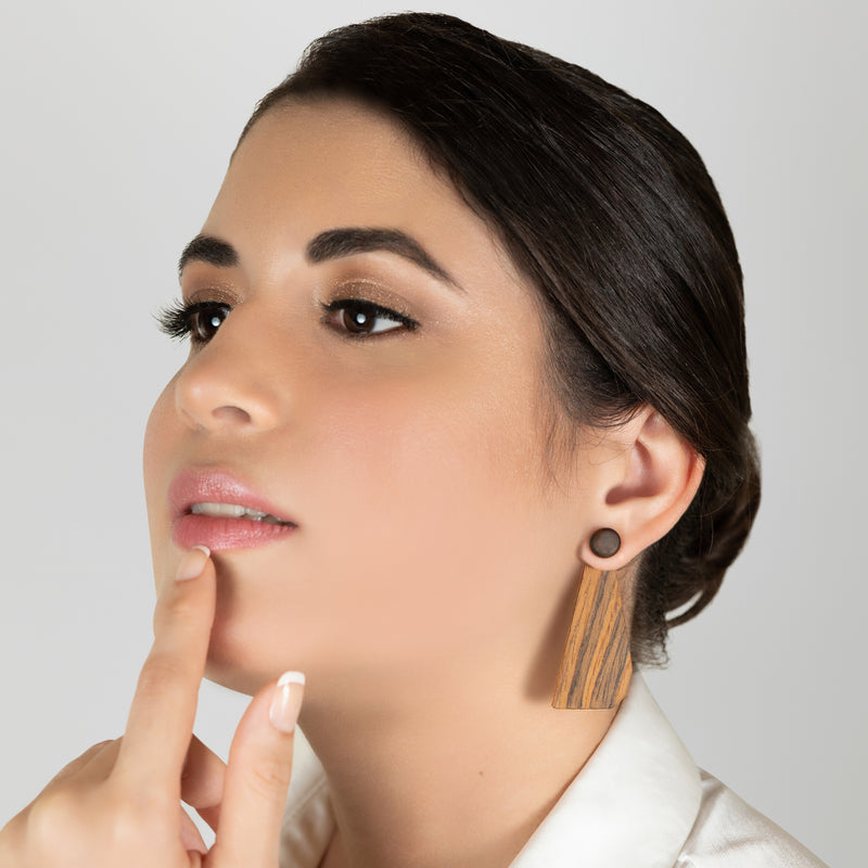 WOODIE TRIO EARRINGS - Handmade - Reversible - Plywood (3 crossed-laid layers of wood veneer)