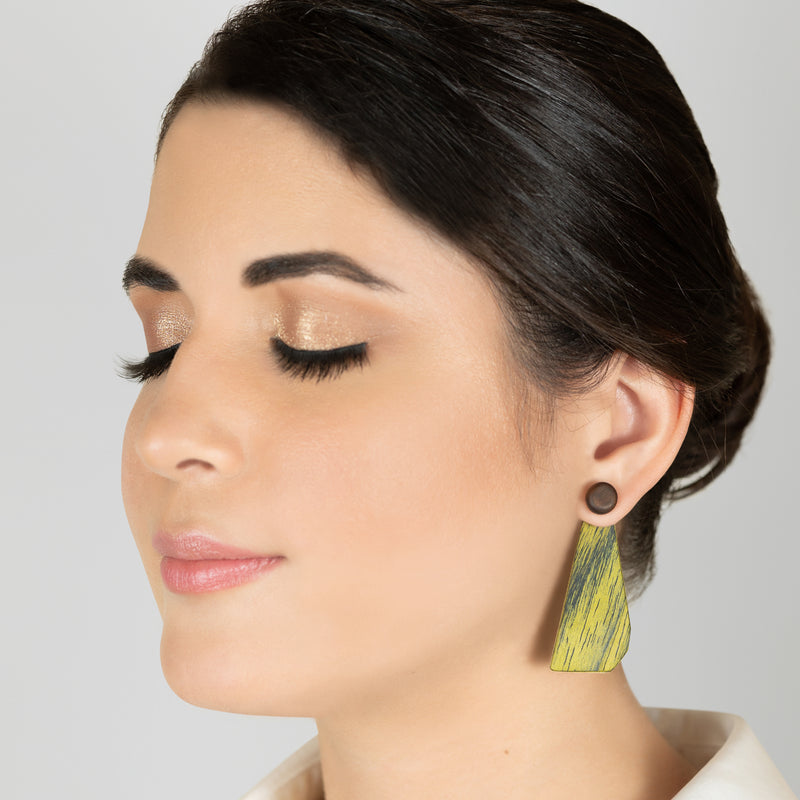 WOODIE TRIO EARRINGS - Handmade - Reversible - Plywood (3 crossed-laid layers of wood veneer)