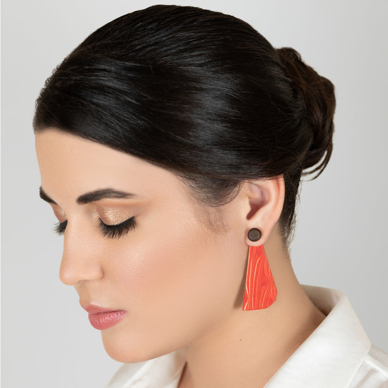 WOODIE TRIO EARRINGS - Handmade - Reversible - Plywood (3 crossed-laid layers of wood veneer)