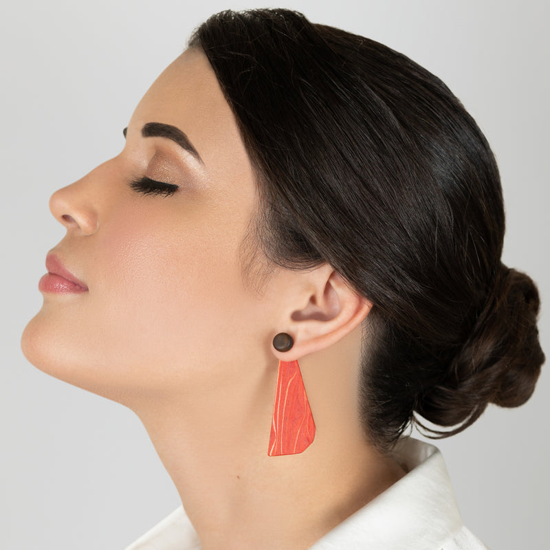 WOODIE TRIO EARRINGS - Handmade - Reversible - Plywood (3 crossed-laid layers of wood veneer)