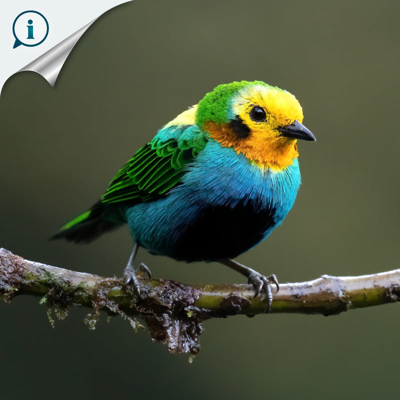 ROND DE SERVIETTE DÉCORATIF - Tangara multicolore - Bois sculpté et peint à la main