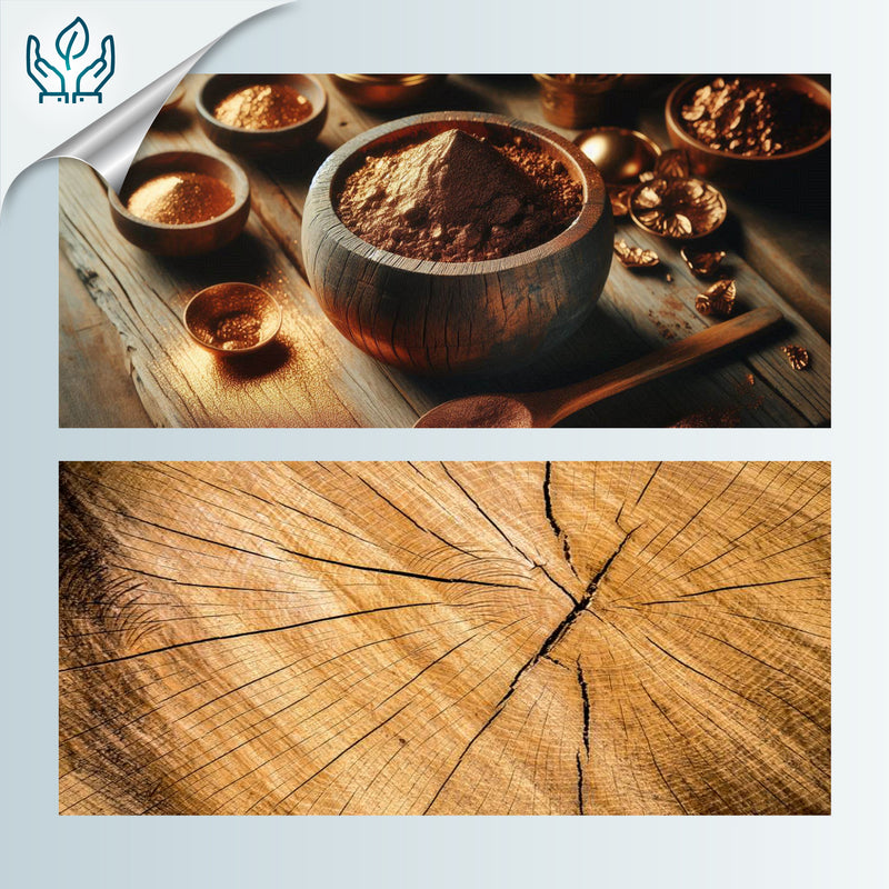 NATÜA RING - Handmade - Adjustable - Recovered wood, bronze powder