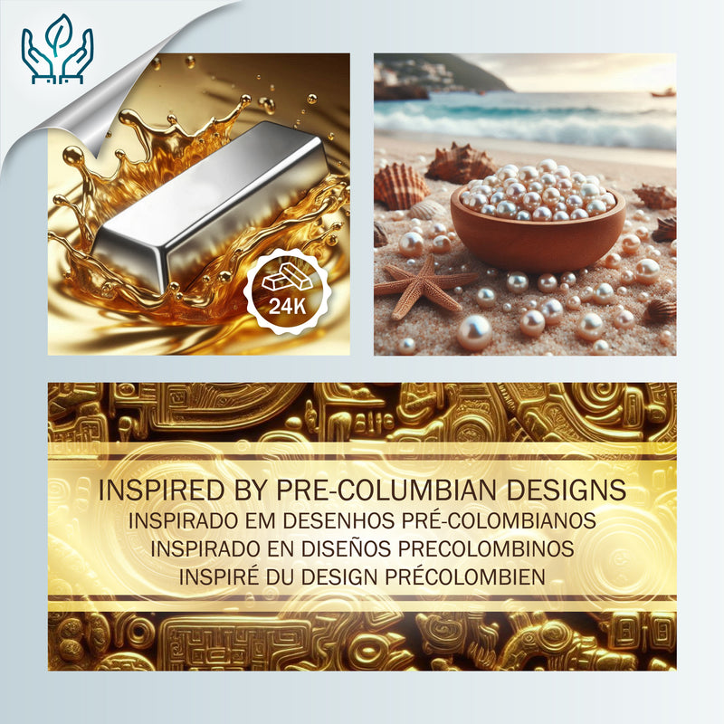 COLAR DORA - Feito à mão - Banhado a ouro de 24 quilates - Pérolas cultivadas