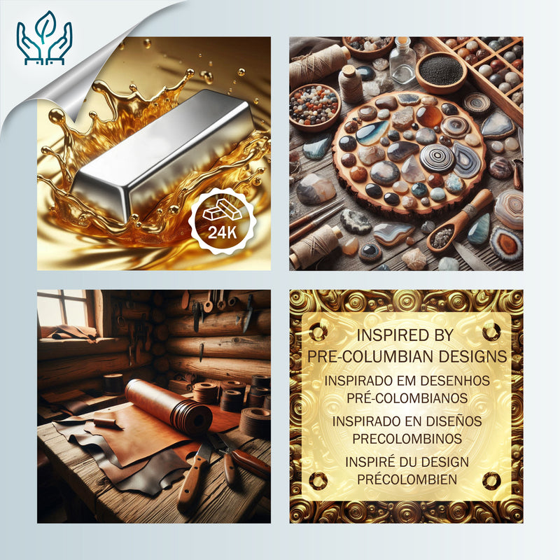 CORDÚLA NECKLACE - Handmade - 24K gold-plated - Leather, semi-precious stones