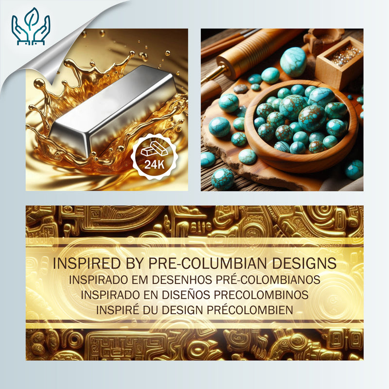 BRACELETE ELEGANCIA - Feita à mão - Banhada a ouro de 24 quilates - Turquesas