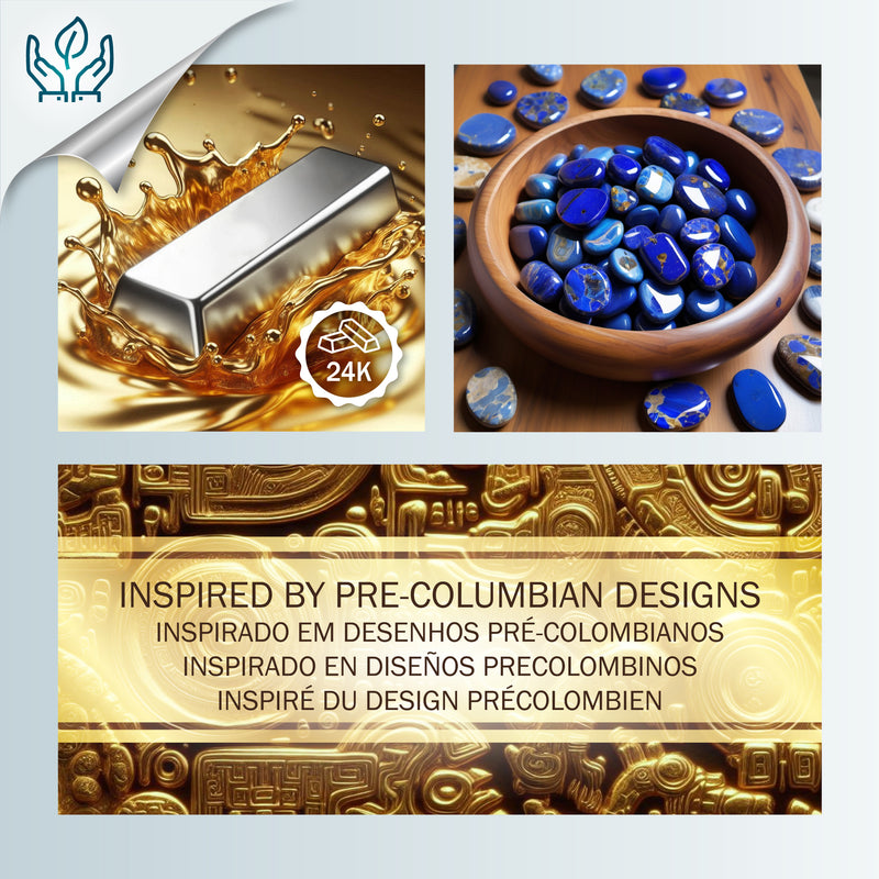 BRINCOS AZULI - Feitos à mão - Banhados a ouro de 24 quilates - Lápis-lazúli