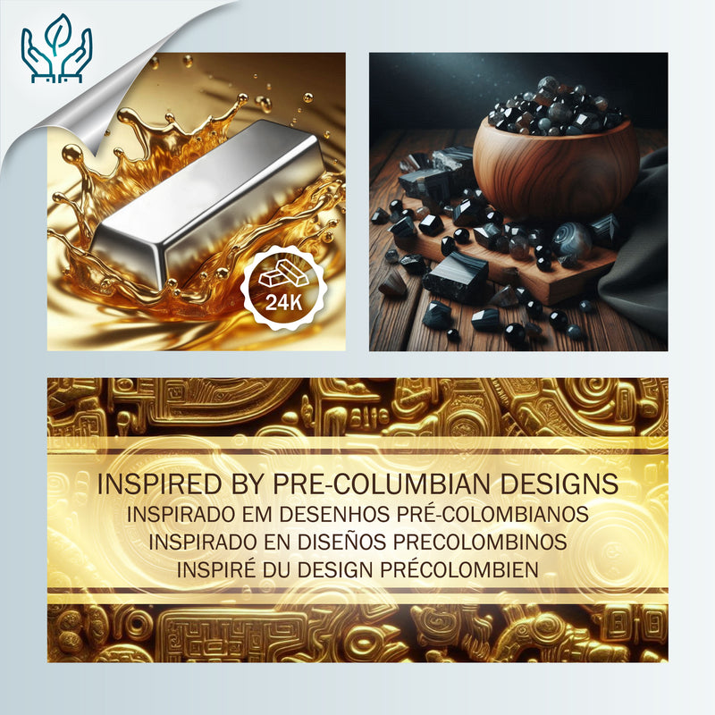 QUIMBAYA BRACELET - Handmade - 24K gold-plated - Onyx