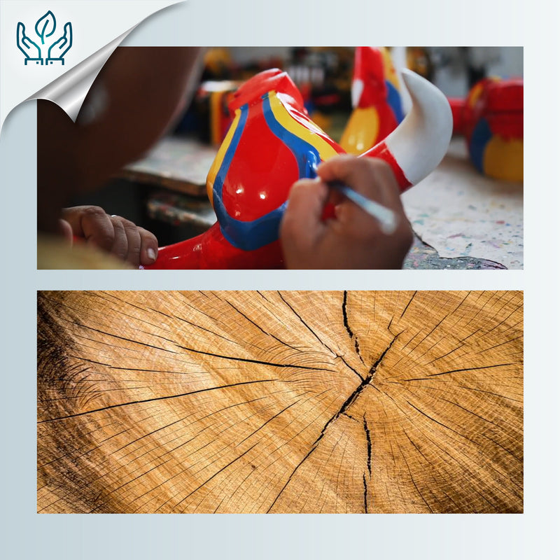 MINI BOOKMARK - The carnival tiger - Hand-carved and painted wood, strong and long-lasting cord