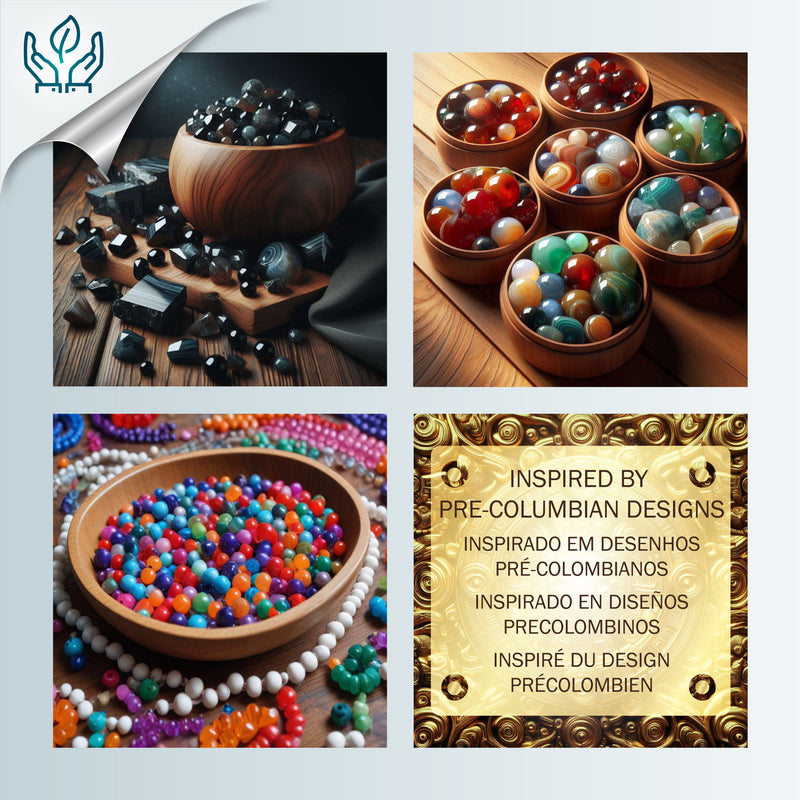 BRACELETE ESPIRAL - Feita à mão - Banhada a ouro de 24 quilates - Contas, pedras semipreciosas