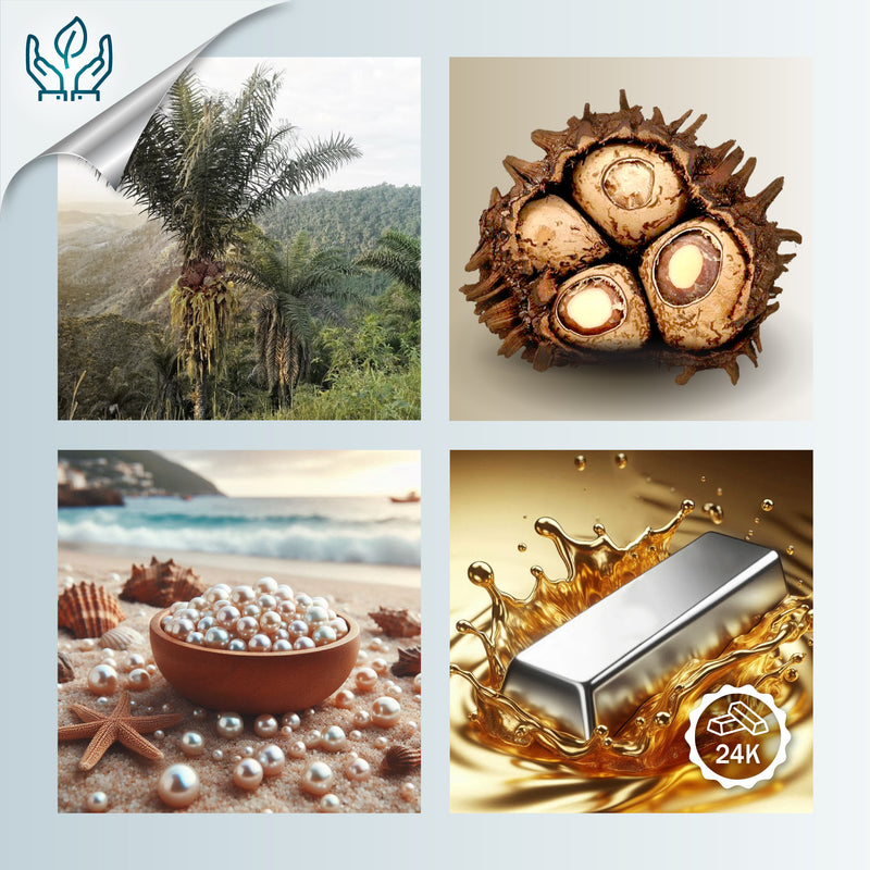 PALMA EARRINGS - Handmade - 24K gold-plated - Tagua (vegetable ivory), cultured pearls