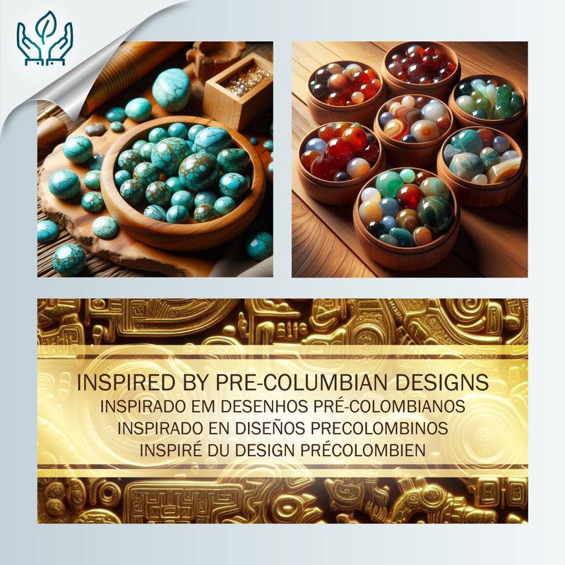 QUIMBAYA BRACELET - Handmade - 24K gold-plated - Agates, turquoises