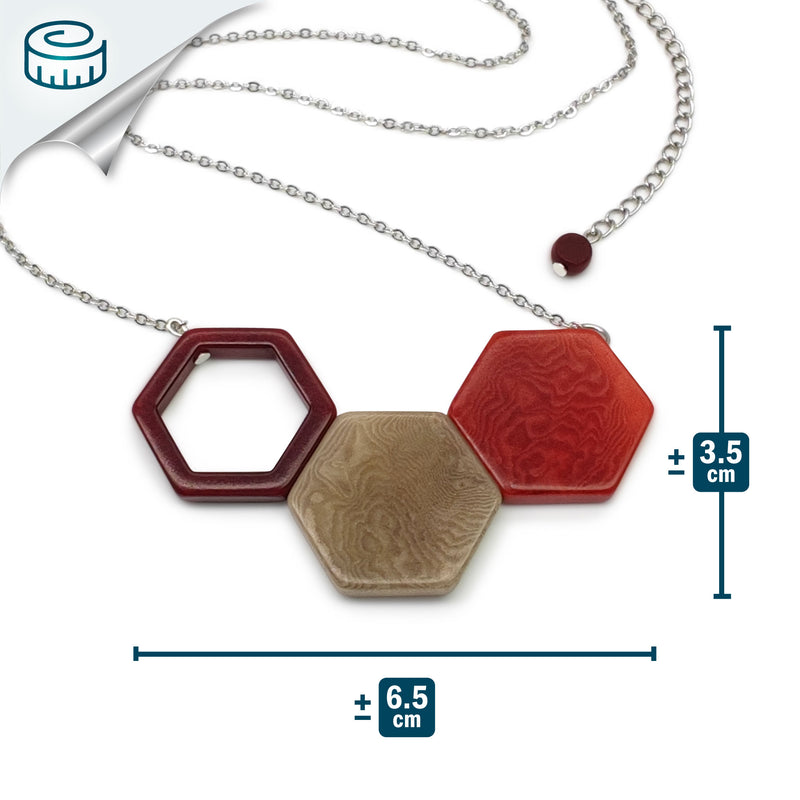 TRIPTYCH NECKLACE - Handmade - Stainless steel - Tagua (vegetable ivory)