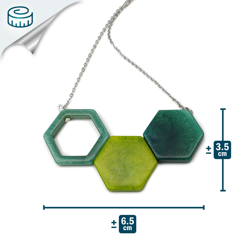 TRIPTYCH NECKLACE - Handmade - Stainless steel - Tagua (vegetable ivory)