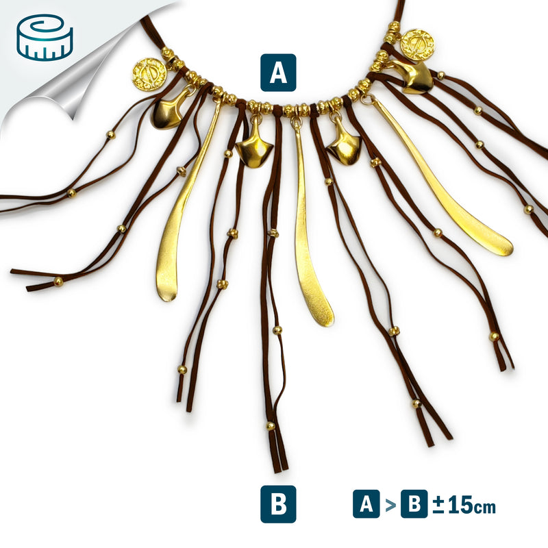 SUÉ NECKLACE - Handmade - 24K gold-plated - Leather