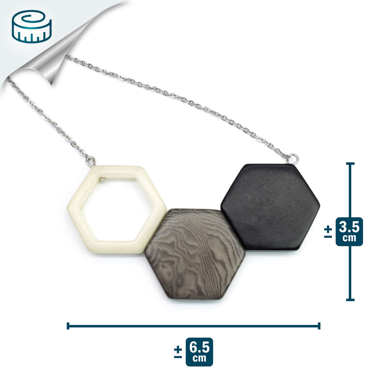 TRIPTYCH NECKLACE - Handmade - Stainless steel - Tagua (vegetable ivory)