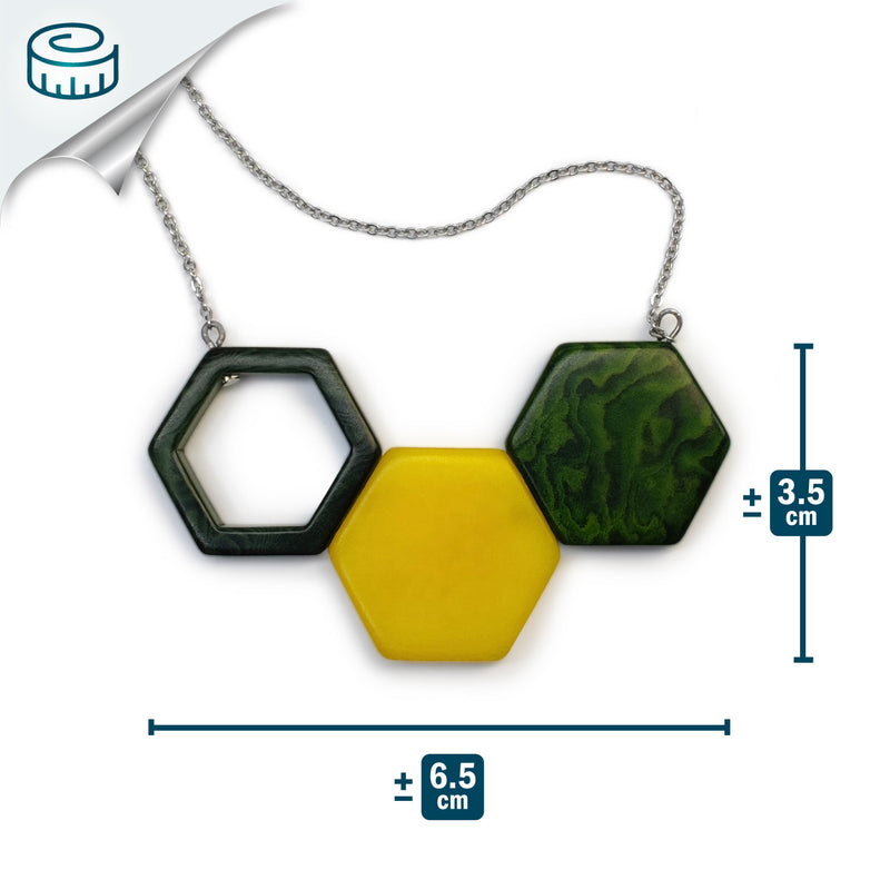 TRIPTYCH NECKLACE - Handmade - Stainless steel - Tagua (vegetable ivory)