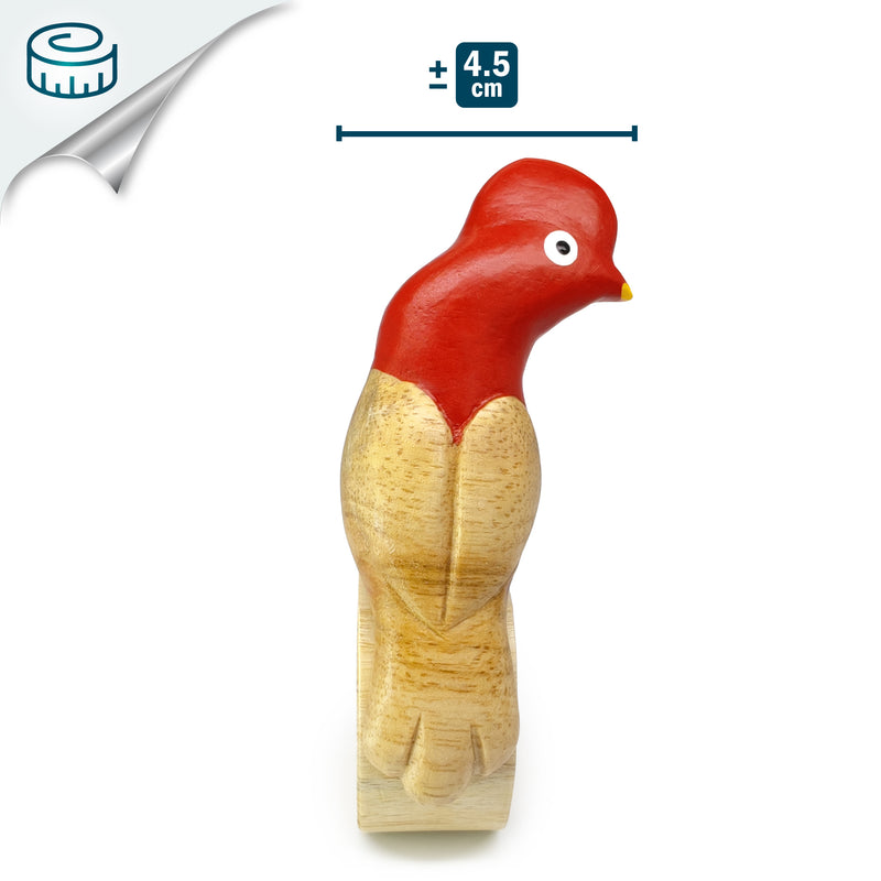 ARGOLA DE GUARDANAPO DECORATIVA - Galo-da-serra-andino - Madeira esculpida e pintada à mão