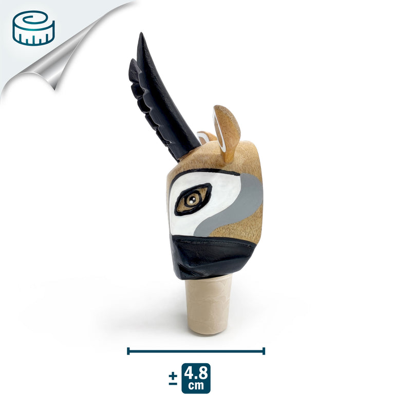 DECORATIVE BOTTLE STOPPER - The carnival goat - Hand-carved and painted wood