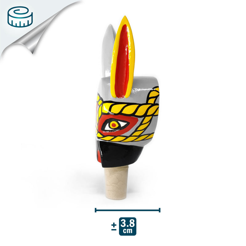 DECORATIVE BOTTLE STOPPER - The carnival donkey - Hand-carved and painted wood