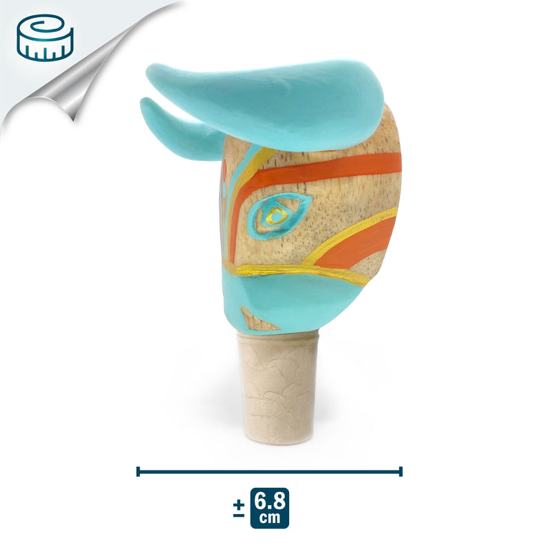 DECORATIVE BOTTLE STOPPER - The carnival bull - Hand-carved and painted wood