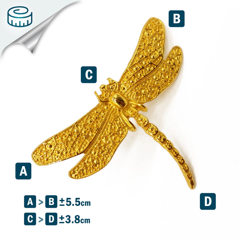 ANEL LIBÉLULA - Feito à mão - Banhado a ouro de 24 quilates