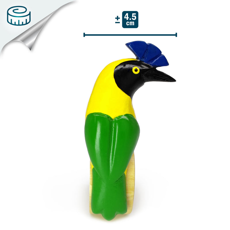 DECORATIVE NAPKIN RING - Green jay - Hand-carved and painted wood