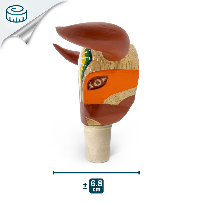 DECORATIVE BOTTLE STOPPER - The carnival bull - Hand-carved and painted wood