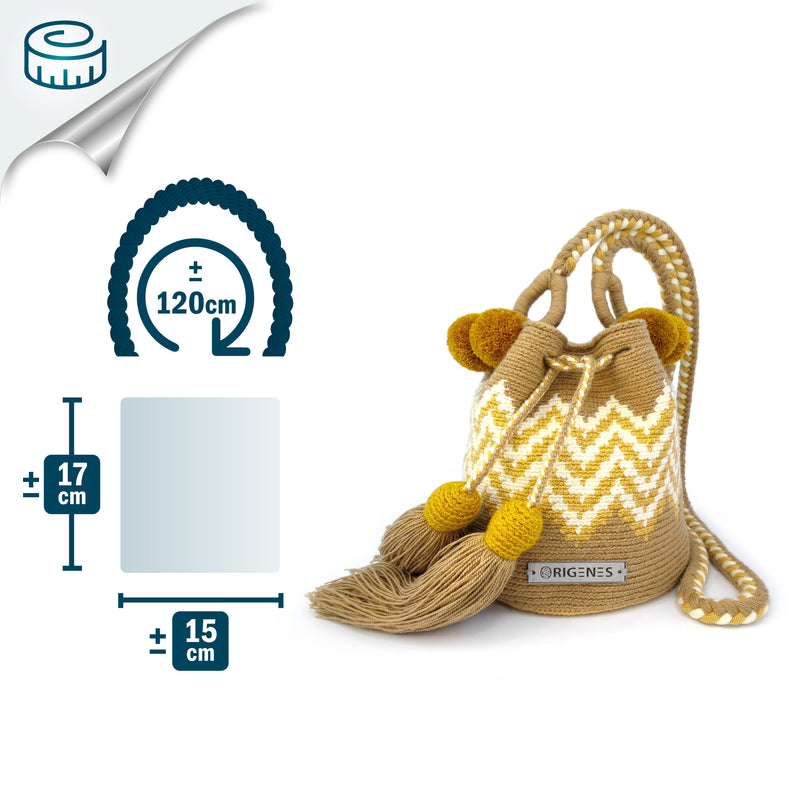 PALOMINO WAYUU BAG - Size MINI - Crocheted by hand by women of the Wayuu indigenous community in La Guajira (Colombia)