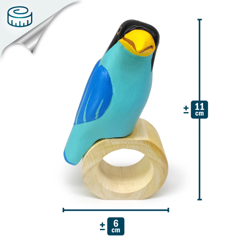 ANILLO DE SERVILLETA DECORATIVO - Quetzal - Madera tallada y pintada a mano