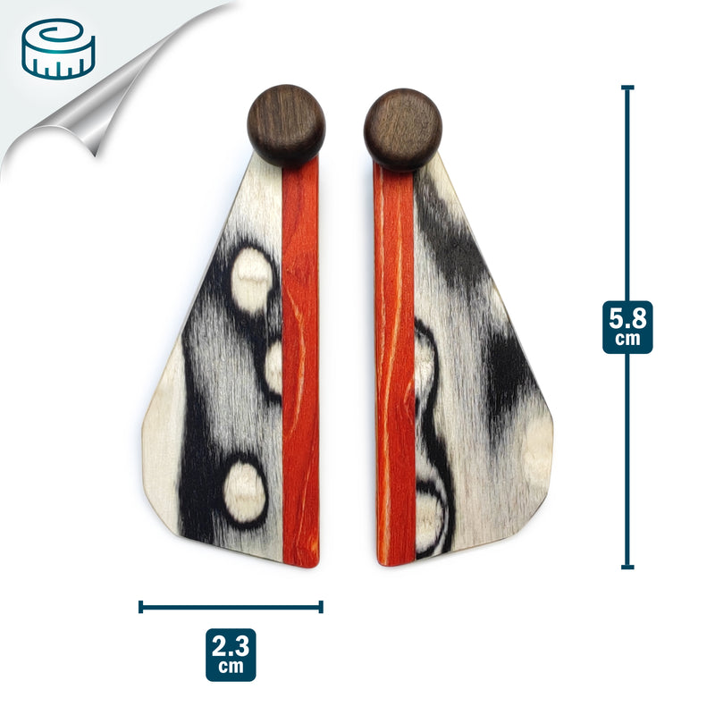 WOODIE TRIO EARRINGS - Handmade - Reversible - Plywood (3 crossed-laid layers of wood veneer)