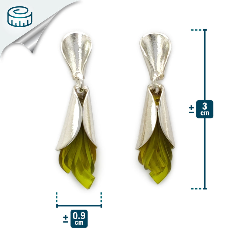 ECOTHEA EARRINGS - Handmade - Sterling silver 925 - Recycled bottle cap plastic liners