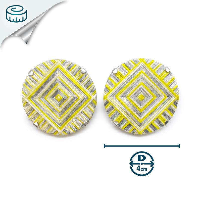 FILUM EARRINGS - Handmade - 925 sterling silver - Woven threads on wood