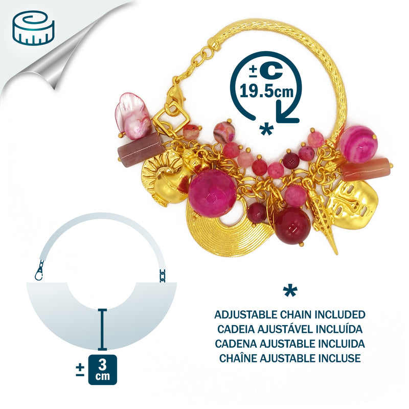 ENCANTO BRACELET - Handmade - 24K gold-plated - Agates, mother-of-pearl