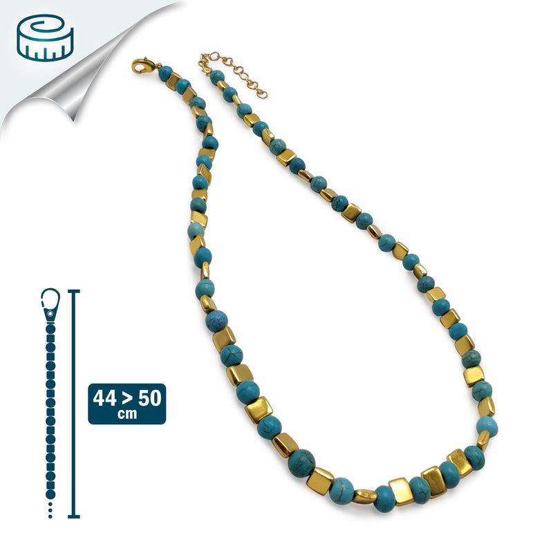 COLLAR DORA - Hecho a mano - Bañado en oro de 24 quilates - Turquesas