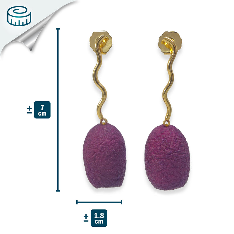 COCOON ECHO EARRINGS - Handmade - 24K gold-plated - Silk cocoons