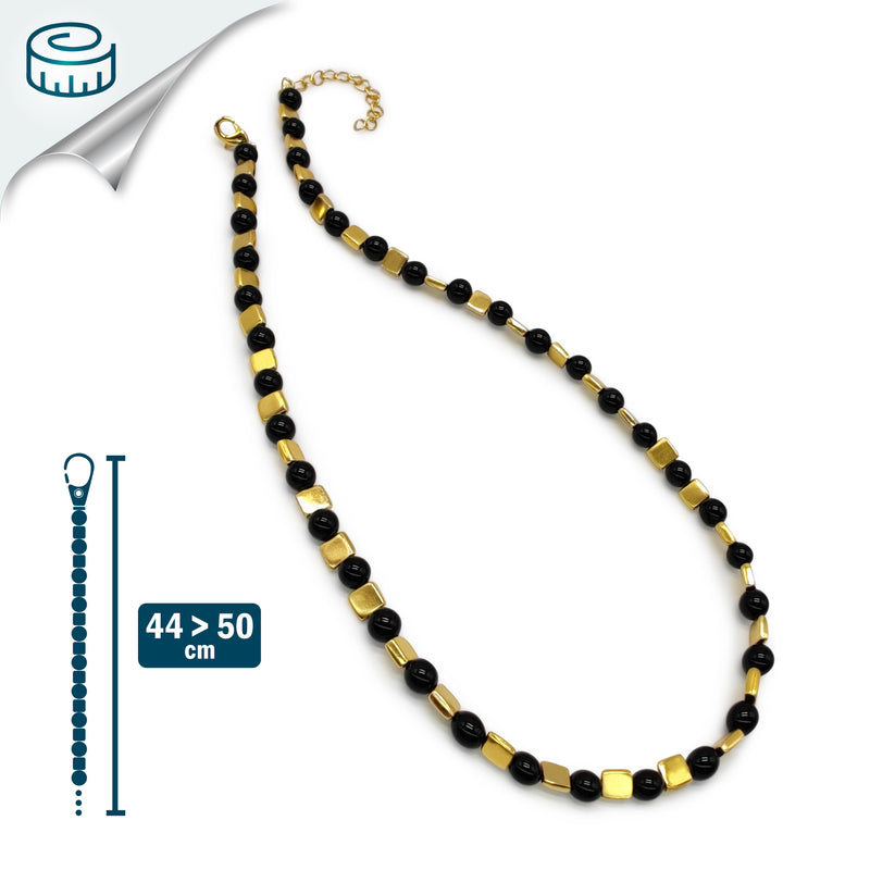 DORA NECKLACE - Handmade - 24K gold-plated - Onyx